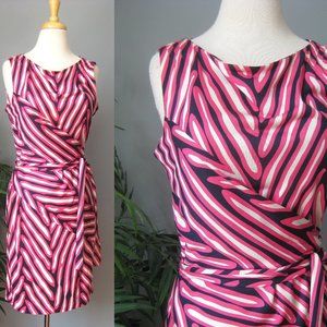Diane von Furstenberg Silk Jersey Dress Striped black white pink Faux Wrap